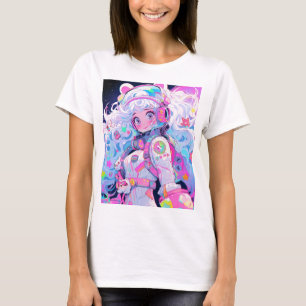 Kawaii Moe Pastel Space Astronaut Anime Girl T-Shirt