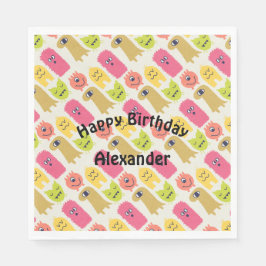 Kawaii Monster Birthday Party Napkin Serviette