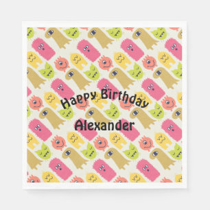 Kawaii Monster Birthday Party Napkin Serviette