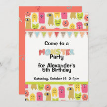 Kawaii Monster Geburtstagsparty Einladung