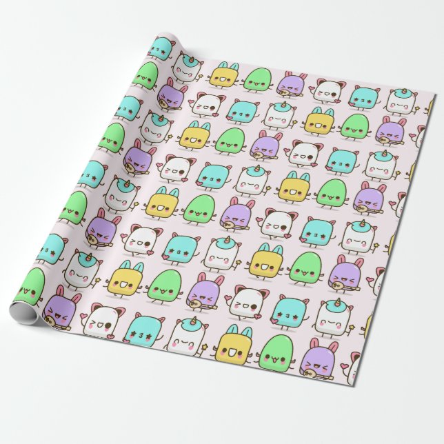Kawaii Monsters Geschenkpapier (Ungerollt)