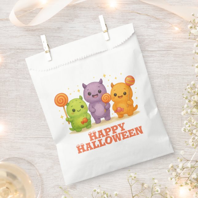 Kawaii Monsters & Lollipops Halloween-Fahnen Geschenktütchen (Ausgeschnitten)