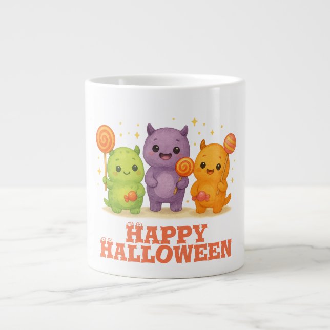 Kawaii Monsters & Lollipops Halloween Jumbo-Tasse (Vorderseite)