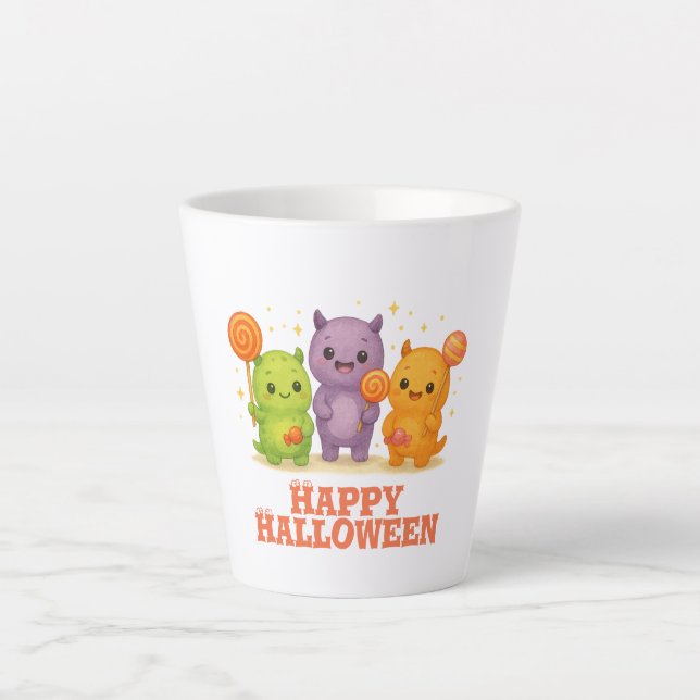 Kawaii Monsters & Lollipops Halloween Milchtasse (Vorderseite)