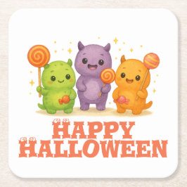 Kawaii Monsters & Lollipops Halloween Rechteckiger Pappuntersetzer