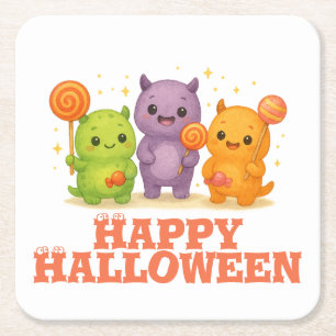 Kawaii Monsters & Lollipops Halloween Rechteckiger Pappuntersetzer