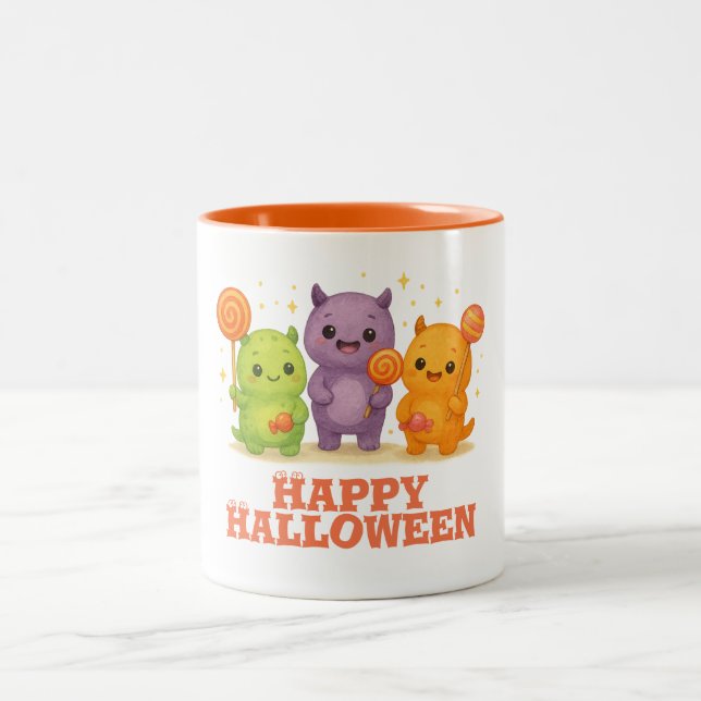 Kawaii Monsters & Lollipops Halloween Zweifarbige Tasse (Mittel)