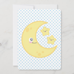 Kawaii Moon and Stars Baby Shower Einladungen