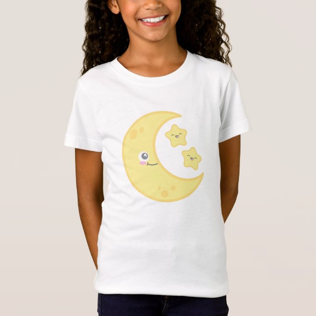 Kawaii Moon and Stars Bekleidung T-Shirt (Vorderseite)