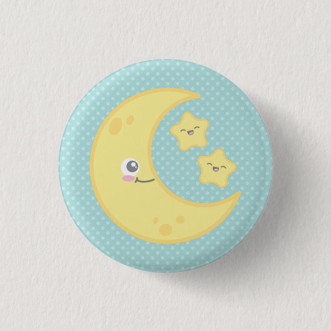 Kawaii Moon and Stars Button (Vorderseite)