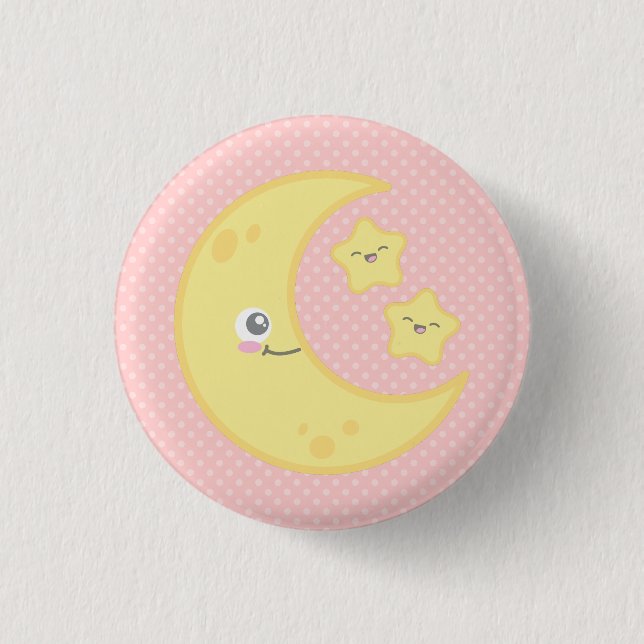 Kawaii Moon and Stars Button (Vorderseite)