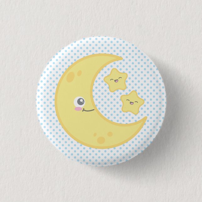Kawaii Moon and Stars Button (Vorderseite)