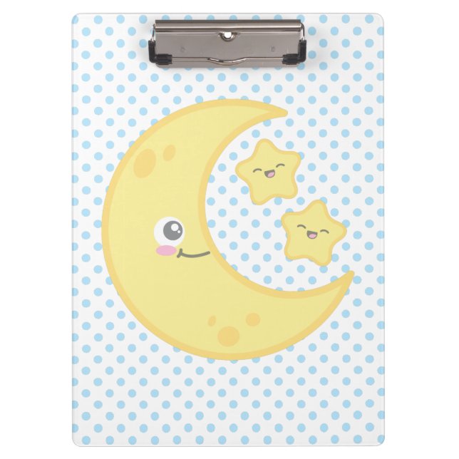 Kawaii Moon and Stars Clip Board Klemmbrett (Vorderseite)