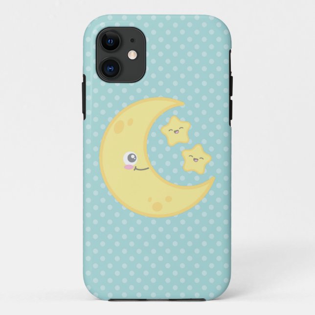 Kawaii Moon and Stars iPhone Case (Rückseite)