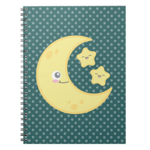 Kawaii Moon and Stars Notebook Notizblock