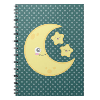 Kawaii Moon and Stars Notebook Notizblock