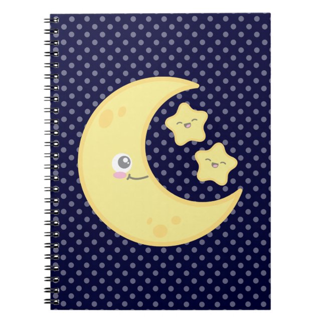 Kawaii Moon and Stars Notebook Notizblock (Vorderseite)