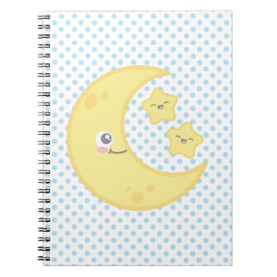 Kawaii Moon and Stars Notebook Notizblock