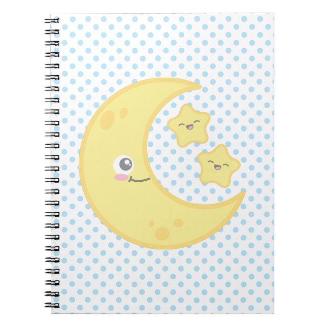 Kawaii Moon and Stars Notebook Notizblock (Vorderseite)