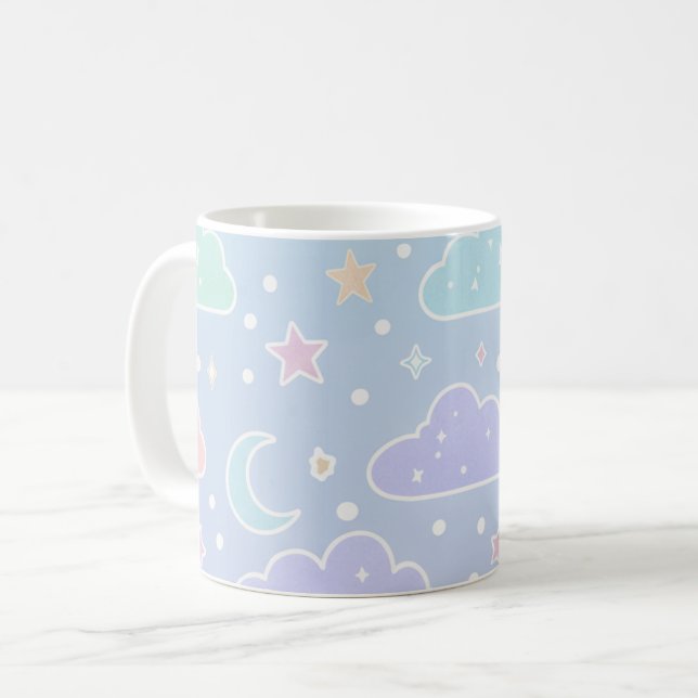 Kawaii Moon & Stars Aesthetic Cup Kaffeetasse (Vorderseite Links)