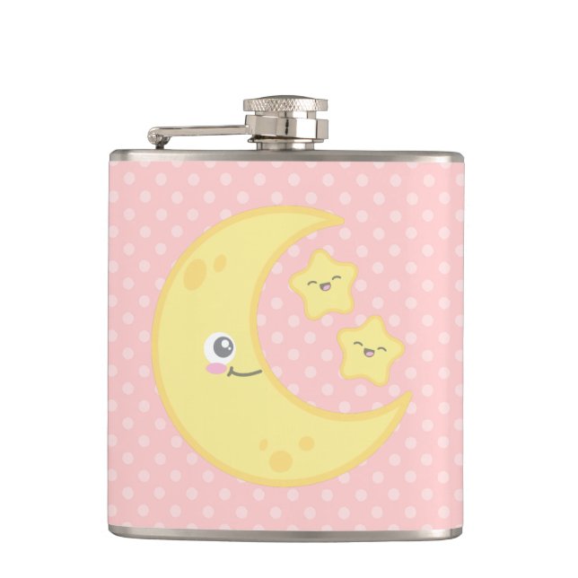 Kawaii Moon und Stars Flask Flachmann (Vorderseite)