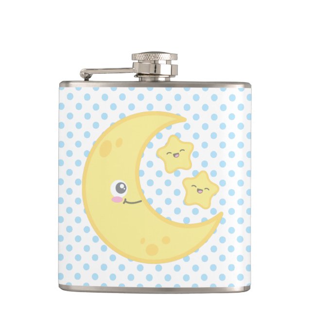 Kawaii Moon und Stars Flask Flachmann (Vorderseite)