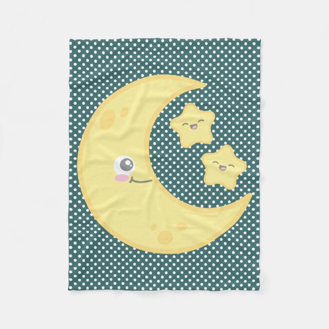 Kawaii Moon und Stars Fleece Blanket (Vorderseite)