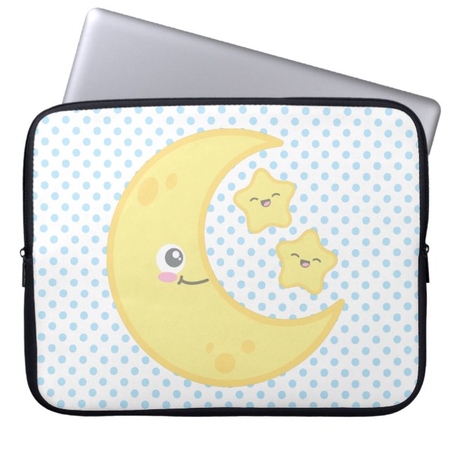 Kawaii Moon und Stars Laptop Sleeve (Vorderseite)