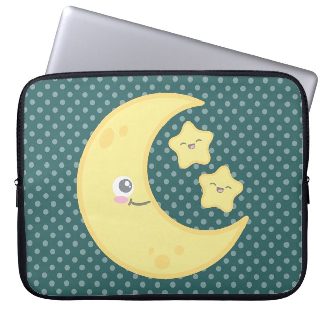 Kawaii Moon und Stars Laptop Sleeve (Vorderseite)