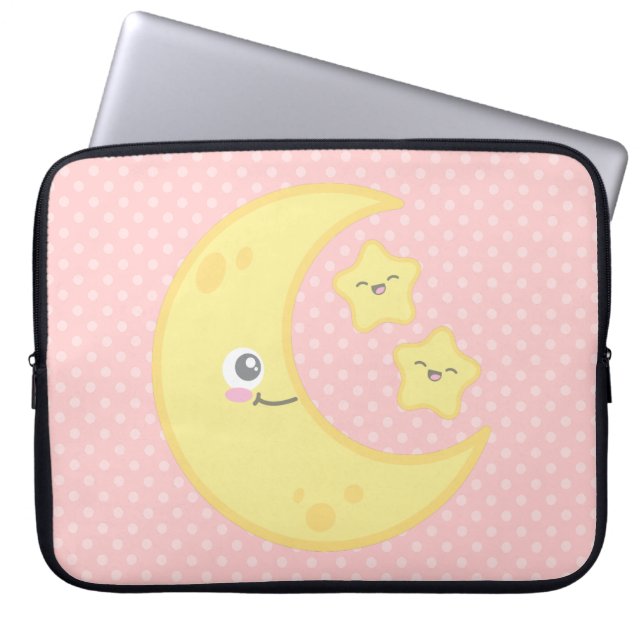 Kawaii Moon und Stars Laptop Sleeve (Vorderseite)