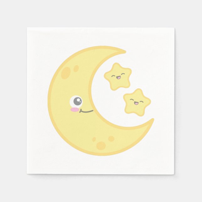 Kawaii Moon und Stars Napkins Serviette (Vorderseite)