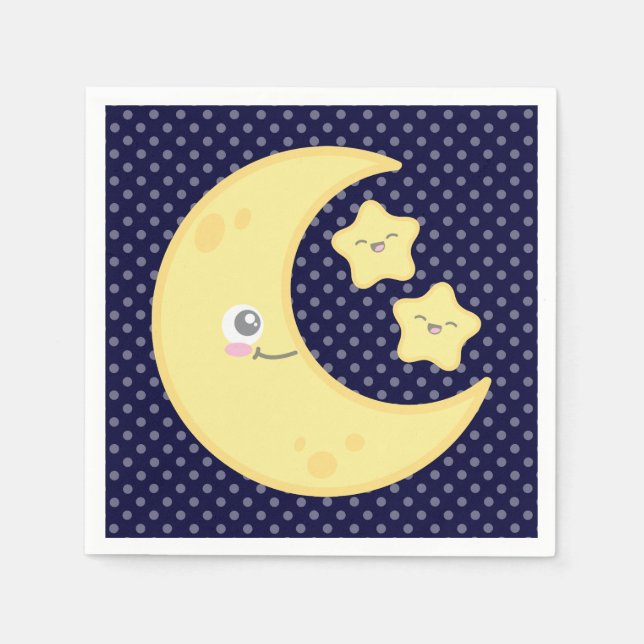 Kawaii Moon und Stars Napkins Serviette (Vorderseite)