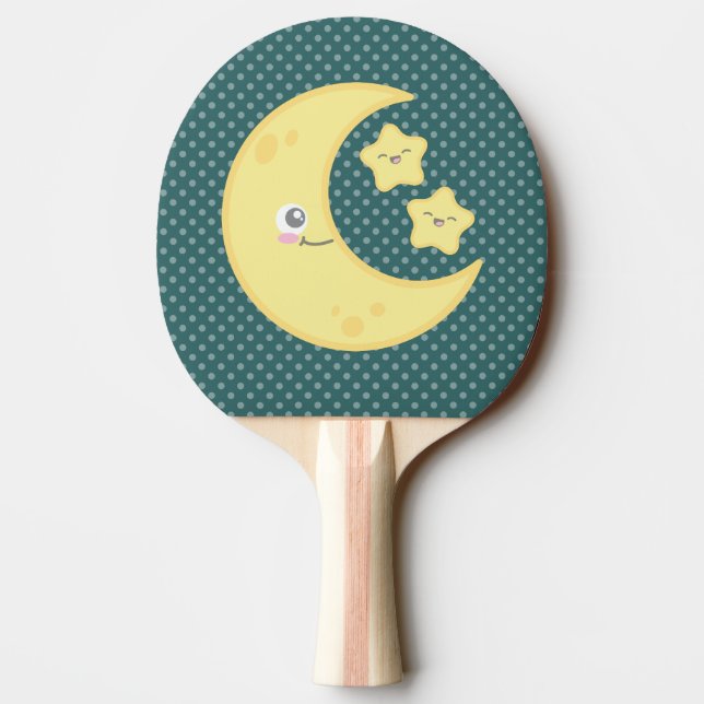 Kawaii Moon und Stars Ping Pong Paddle Tischtennis Schläger (Rückseite)