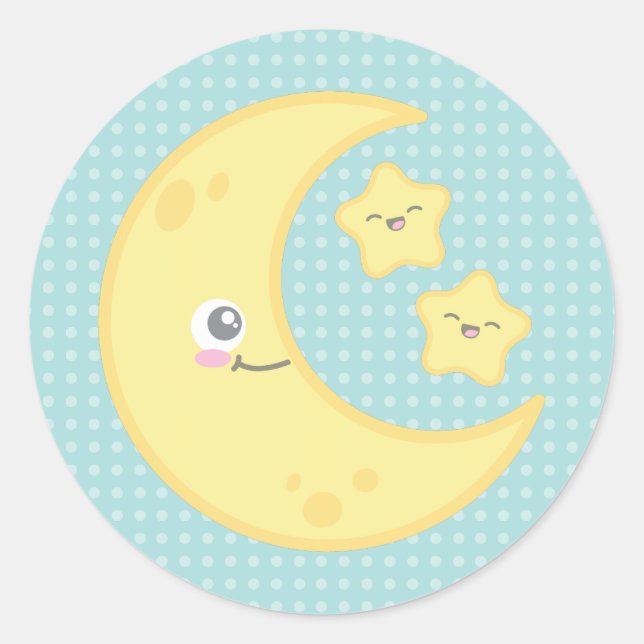 Kawaii Moon und Stars Stickers (Vorderseite)