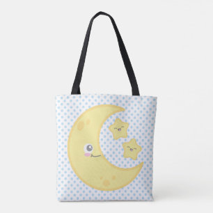 Kawaii Moon und Stars Tote Bag