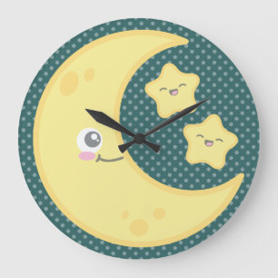 Kawaii Moon und Stars Wall Clock Große Wanduhr