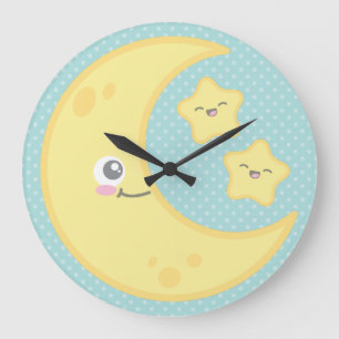 Kawaii Moon und Stars Wall Clock Große Wanduhr