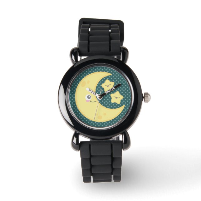 Kawaii Moon und Stars Watch Armbanduhr (Vorderseite)