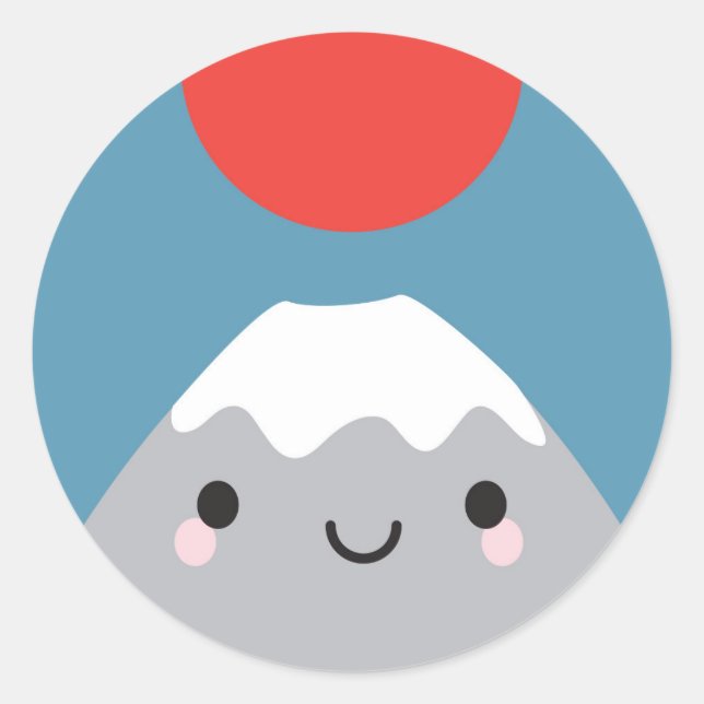 Kawaii Mt Fuji San Runder Aufkleber (Vorderseite)