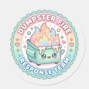 kawaii Müllcontainer-Feuer-Reaktionsteam Runder Aufkleber