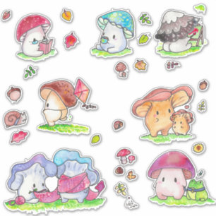 Kawaii Mushroom Friends Sticker Sortiment