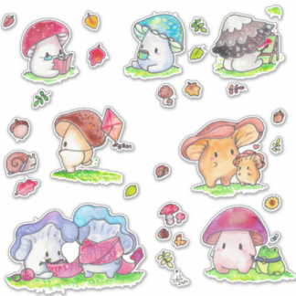 Kawaii Mushroom Friends Sticker Sortiment
