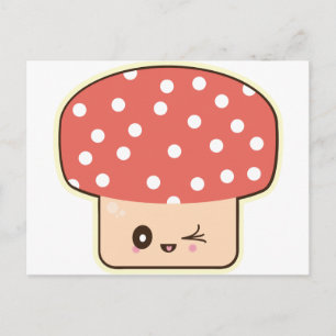 Kawaii Mushroom, niedlicher toadstocker, weißer Pu Postkarte