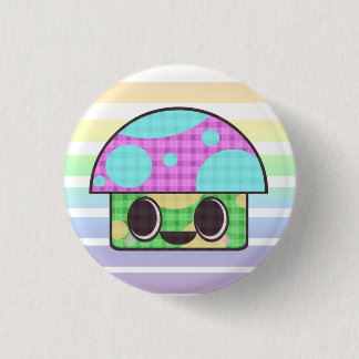 KAWAII MUSHROOM SHROOM GINGHAM PATCHWORT KARIERT BUTTON