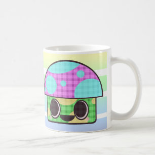 KAWAII MUSHROOM SHROOM GINGHAM PATCHWORT KARIERT TASSE