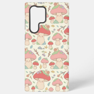Kawaii Mushroom Snail Pattern Phone Case Samsung Galaxy Hülle