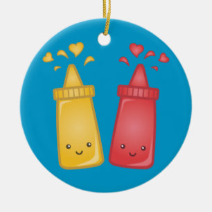Kawaii Mustard und Ketchup Liebe Keramikornament