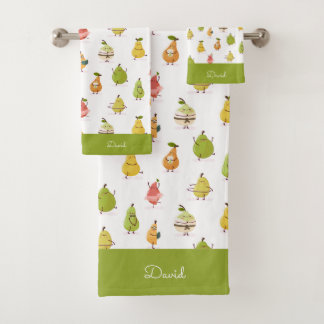 Kawaii-Muster aus lustigen Birnen Badhandtuch Set