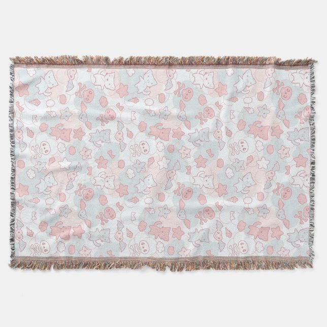 kawaii Muster mit Gekritzel Decke (Vorderseite)