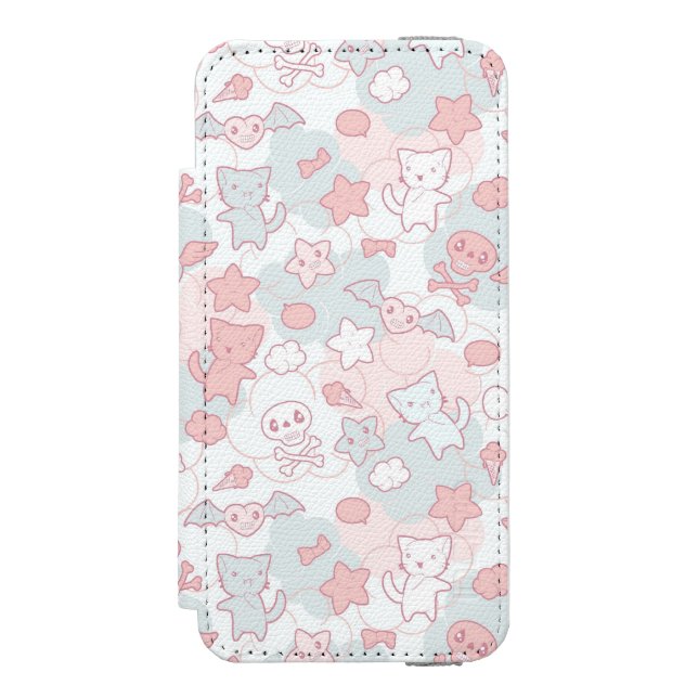 kawaii Muster mit Gekritzel Incipio iPhone Geldbeutel-Hülle (Folio Vorderseite)